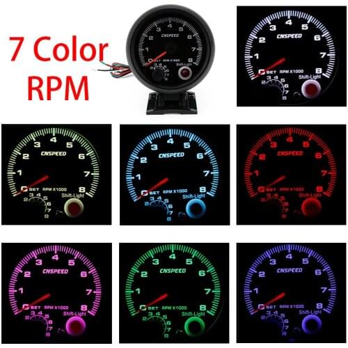Hot New 3.5'' 12v Car Led Shift Light 0-8000 Rpm New Tachometers Tacho Gauge Meter With 7 Color For Car 4 6 8 Cylinder Positions