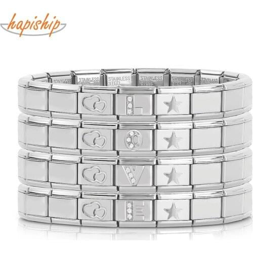 Hapiship 2021 New Girls Fashion Sweet Star Heart 26 Letter Charm Links Bracelet Birthday Gift Bangle For Women Men Jewelry G174
