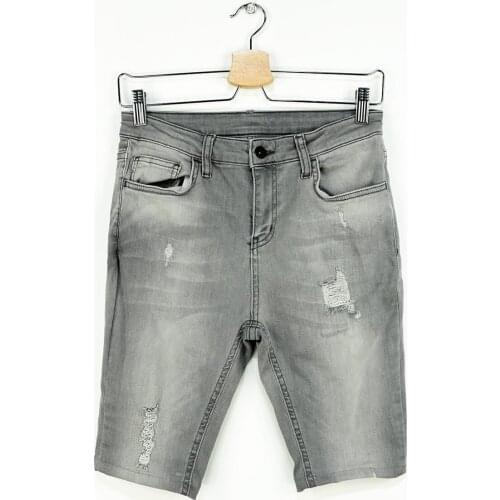 Pure W. Distressed Mens Denim Shorts Gray