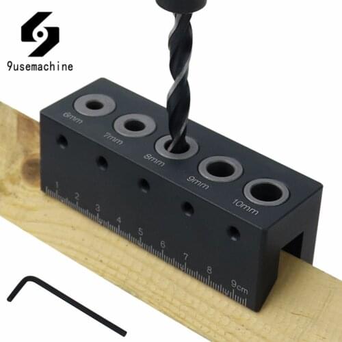 Wood Doweling Jig Straight Angle Guide Pocket Hole Jig Kit Aluminum Alloy Hole Drill Guide Locator Carpentry Woodworking Tools