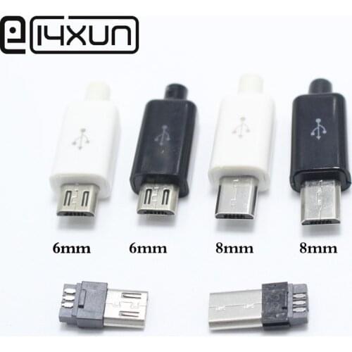 EClyxun 10pcs Black White Micro USB 5Pin Male Plug Connector Welding Data OTG Line Interface DIY Data Cable Accessories