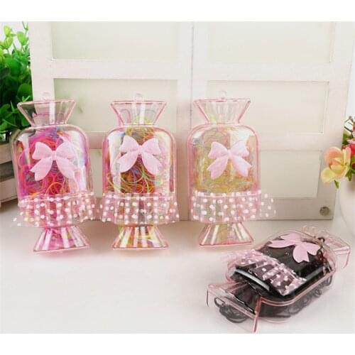 Lace Bow Girl Elastic Hair Bands 150Pcs Ring Candy Gift Children Rubber Rope Ponytail Holder Box Set Jewelry Hair Accessories