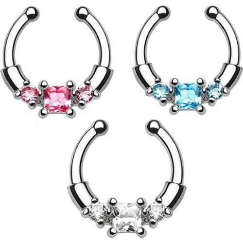 Faux Septum Nose Ring Set Zircon False Nose Ring Non-puncture Clip Body Piercing Jewelery