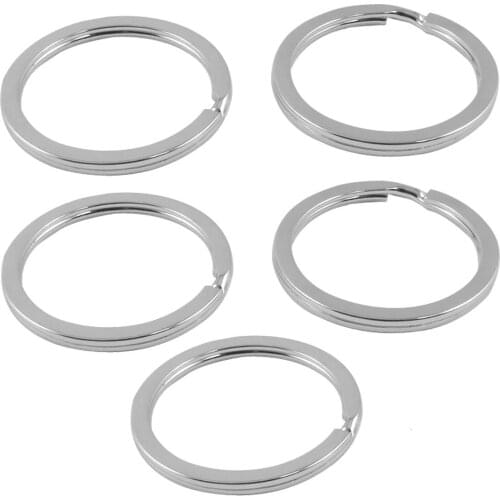 5 Pcs Metal Silver-Color Tone 35mm Diameter Split Ring Keyring Keychain Components Accessories for Jewelry Making