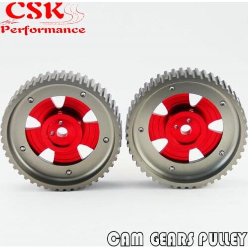 2Pcs Cam Gear Pulley Kit Fit For Mitsubishi Lancer EVO 1-9 ECLIPSE DSM 4G63 RED