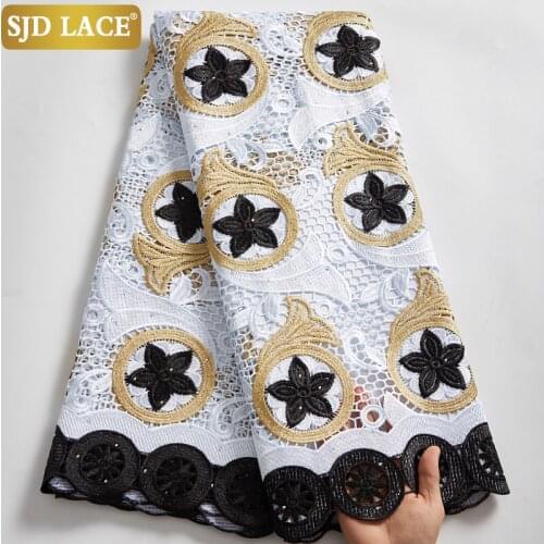 SJD LACE Soft Skin Water Soluble Nigerian African Lace Fabric Friendly High Quality Exclusive Guipure Cord Laces Materials A2554