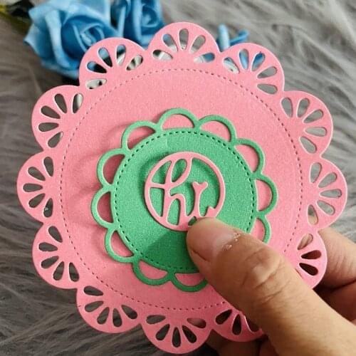 Lace round circle doily with hi decoration Metal Cutting Dies DIY Scrapbook Paper Cards Embossing Craft Die Cut handmade craft m