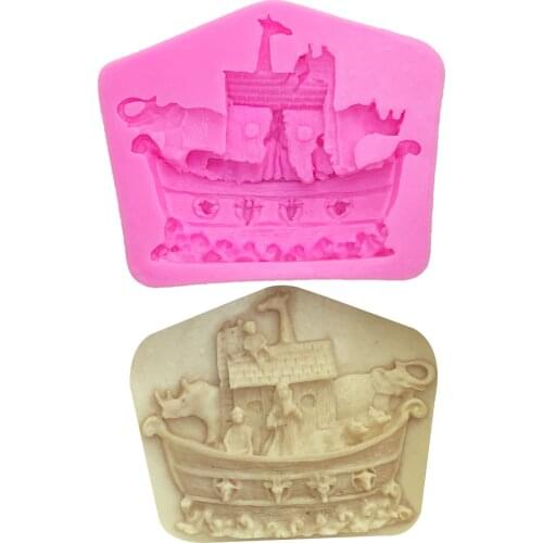 M0137 Pirate Ship Shaped Silicone Mold Cake Decoration Fondant Cake 3D Mold Food Grade Silicone Mould