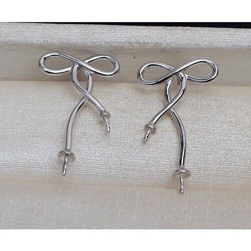 Fashion 925 Sterling Silver Earrings Findings Mountings Settings Jewelry Parts Fittings for Coral Jade Agate Beads Crystal