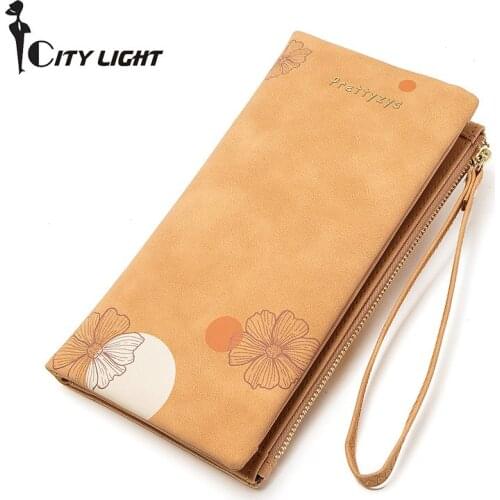 Fashion Women Wallet Long Design High Capacity Wallets Purse New Lady Two Fold Coin Purse Flower Printing Zipper Card Holder