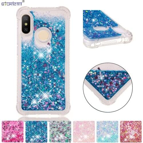 For Xiaomi Mi A2 Lite Cute Glitter Liquid Quicksand Bumper Case Xiomi Redmi 6 6A Xaomi Mi A 2 Lite Soft Silicone Phone Cover