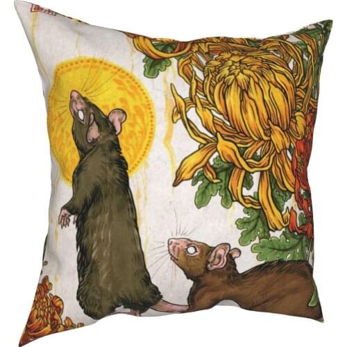 Year Of The Rat Pillowcase Printing Fabric Cushion Cover Decorative Chinese Pillow Case Cover Home Square 45X45cm