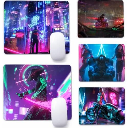 Cyberpunk Neon Motorcycle Biker Girl 22x18cm Mouse Pad Computer Small Mouse Non-slip Pad Desktop Keyboard Pad Office Mouse Mat