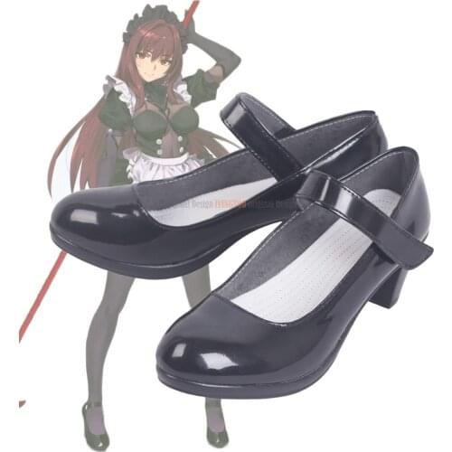 FGO Scathach Shoes Cosplay Fate Grand Order Lancer Scathach Maid Cosplay Shoes Black Boots Custom Made