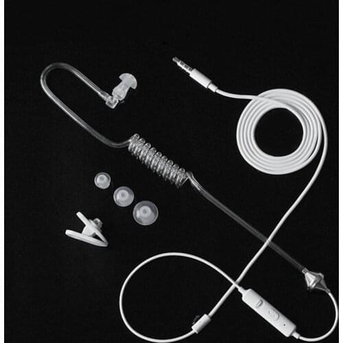 Single-sided in-ear vacuum spiral tube empty 3.5mm radiation-proof earphone with wheat air duct spring earphone