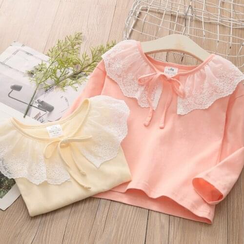 Autumn Baby Girl Tshirt Cute Long Sleeve Cotton Lace Tshirt for Girl Toddler Kids Autumn Casual Tops Child Clothing 2020 New