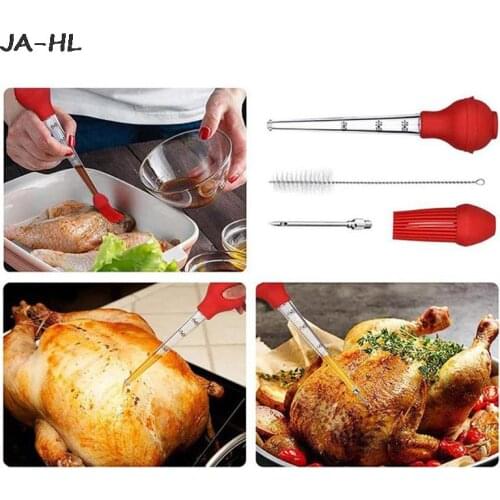 4Pcs/set Turkey Baster Oil Dropper Cooking Oil Dropper BBQ Food Tube Pump Pipe Kitchen Tools high quality