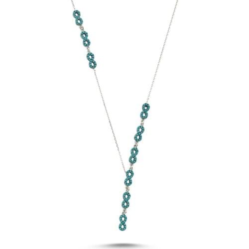 Silverlina Silver Infinity Nano Turquoise Gemstone Y Necklace