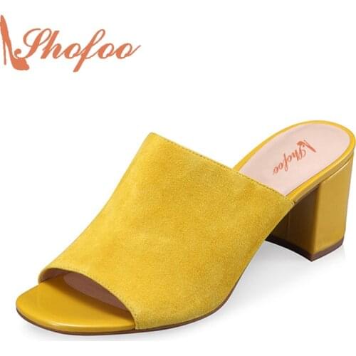 5cm Heel Slippers Yellow Sandals 2021 Summer Superstar Shoes Gladiator Woman Slip On Flip Flops Women Mules Shoes Size 33