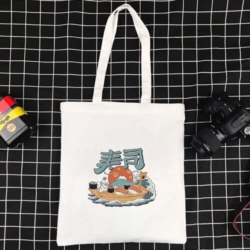 Supermarket Shopping Bag Foldable Ecobag Polyester Handbag Harajuku Shopper Bag Wave Series Large Tote Canvas Bag
