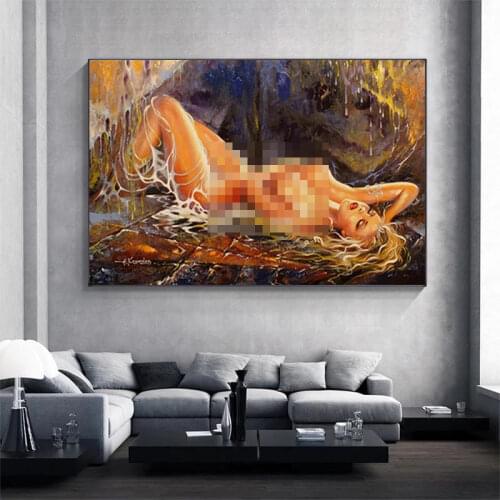 Abstract Nude Women Oil Painting on Canvas Posters and Prints Modern Wall Art Sexy Body Pictures Cuadros for Living Room Decor