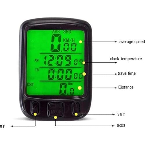 Bicycle Cycling Computer LCD Odometer Waterproof Backlight Bike Cycle Speedometer Cycling Stopwatch Riding Accessories Tool