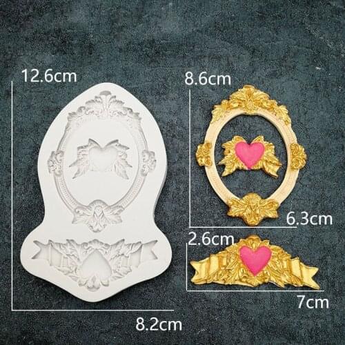 Vintage Photo Frame Heart Silicone Mold Fondant Mould Cake Decorating Tools Chocolate Molds, Sugarcraft, Kitchen Gadgets