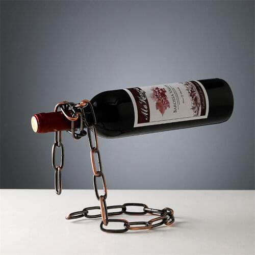 Magical Suspension iron Chain Wine Racks One Bottle Wine Display Racks Stand Holder Kitchen Dining room cellar Bar Decoration
