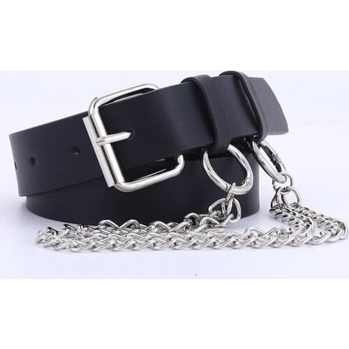109cm Decorative Chain Woman Belt High Quality All-match Fashion Trend Black Belt Pin Buckle Matching Jeans Belt