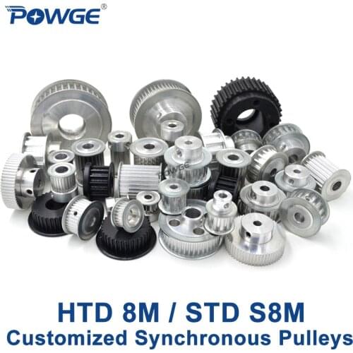 POWGE Arc Teeth HTD 8M STD S8M Synchronous pulley pitch 8mm wheel Gear Manufacture Customizing all kinds of 8M S8M Timing pulley