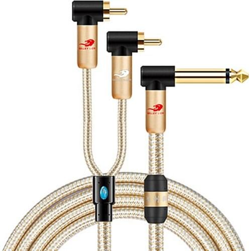 1/4'' TS Mono 6.35mm to 2 x RCA Male Audio Cable Amplifier Mixer Speaker Guitar Home Stereo System Y Splitter Shielded Cord