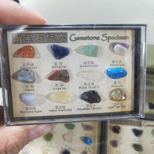 1box Natural Crystal Semi-precious Stone Mineral Specimen Healing Stone Smooth Ore Seven Chakra Therapy Stone Collection Gift