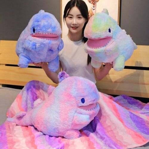 1pc 60CM Creative Colorful Dinosaur with Blanket Plush Toys High Quality Lovely Animal Dinosaur Stuffed Cushion Birthday Gifts