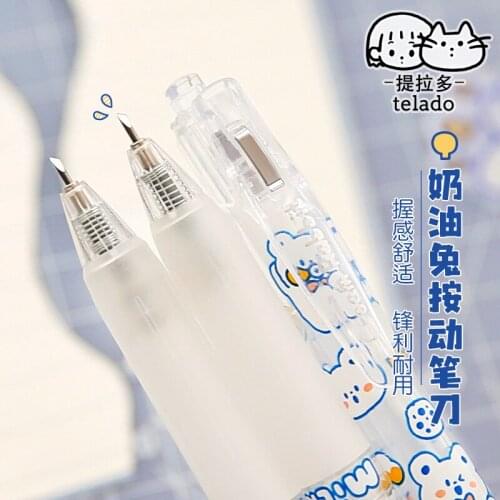 1PC Portable Milk Rabbit Paper Cutting Knife Pen Craft Stickers Cutter Utility Knife Student Stationary Art Supplies