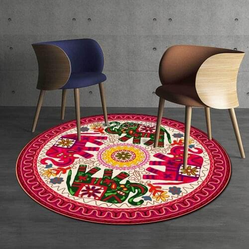 200cm Festive Elephant Ethnic Style Blue Yellow Red Color Living Room Bedroom Hanging Basket Chair Round Floor Mat Carpet