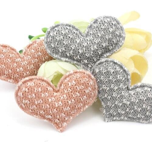 50Pcs 2.8*3.8cm Snowflake Cloth Heart Shape Padded Appliques For Crafts Hairpin Handmade Headwear Decor Ornaments Accessories