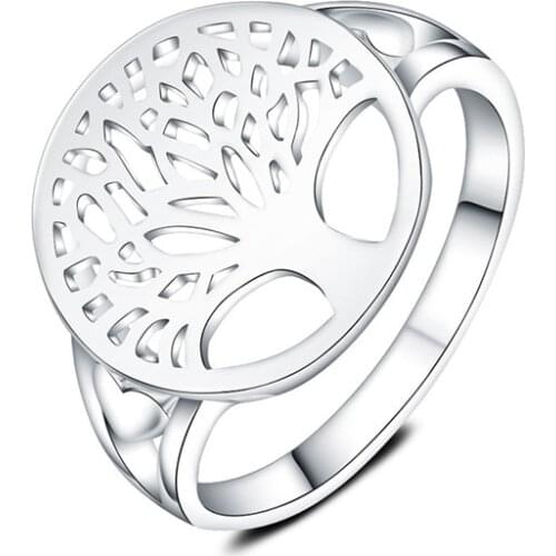 925 Sterling Silver Women Fashion Ring Tree Hollow Charms Wedding Jewelry Girl Gift High Quality Fashion Classic Jewelry