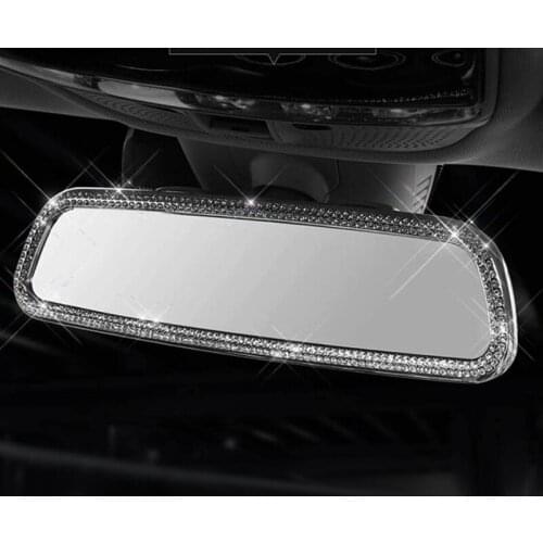 Car Diamond Interior Rearview Mirror Frame Rhinestones Decals Cover for Mercedes-Benz C-Class C300 GLC W205 2015-2019