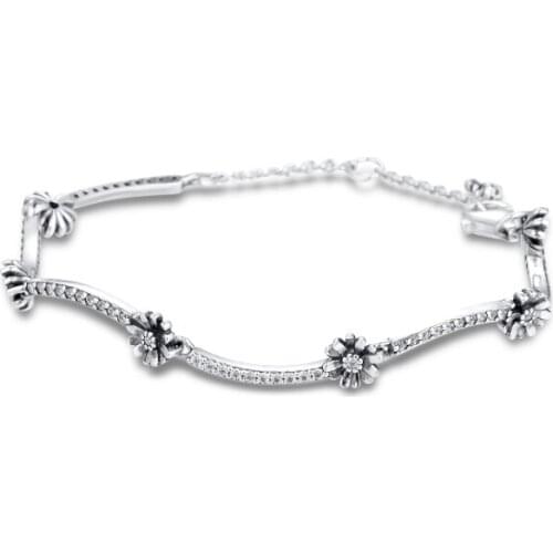 Bracelet For Women Sparkling Flower Bracelets 925 Sterling Silver Jewelry Femme Pulseira Plata de ley Armband
