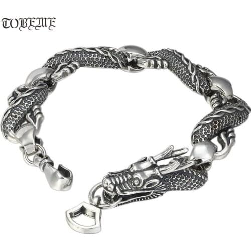 100% 925 Silver Dragon Bracelet Vintage Sterling Silver Dragon Bracelet Thai Silver Dragon Man Bracelet