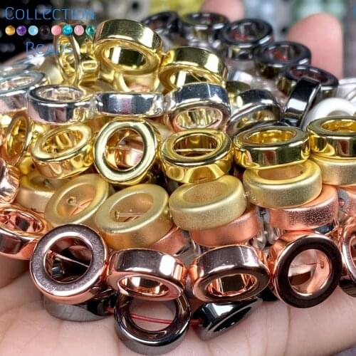 12mm Natural Stone Donuts Shape Matte Black Hematite Beads For Jewelry Making Spacer Beads Diy Bracelet Necklace Accessories 16