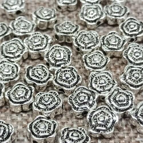 925 Sterling Silver Small Rose Flower Beads 2-Sided 6mm for Bracelet Necklace