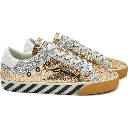 CANGMA Luxury Brand Italian Designer Original Sneakers Men Shoes Male Gold Sequined Golden Vintage Shoes