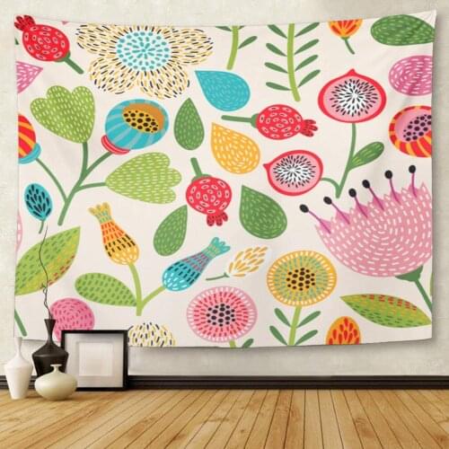 Colorful Flower Floral Pattern Red Vintage Retro Tapestry Wall Hanging for Living Room Bedroom Dorm 60x80 Inches