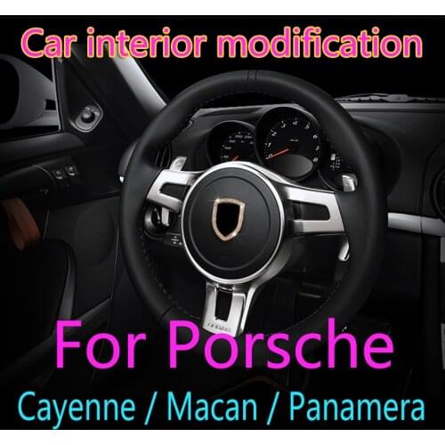 For Porsche Cayenne Macan Panamera Car Interior Modification Car Steering Wheel LOGO Decoration Refit Diamond Ornament