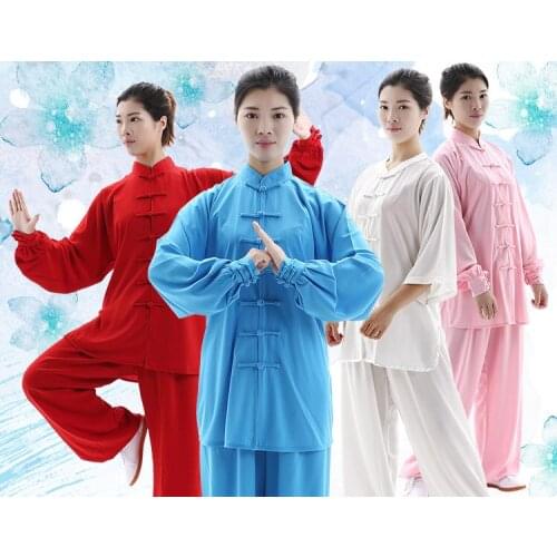 Cotton & silk Tai Chi clothing long-sleeved spring & autumn hemp yarn martial arts clothes Chinese summer performance men women