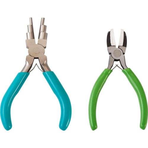 2Pcs/set Handmade DIY Jewelry Tool Wire Looping Forming Pliers Sets Nylon Head Steel Jaw Pliers For Jewelry Making Beading Tools