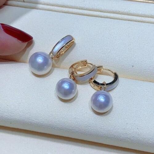 S925 Sterling Silver Pendant Earrings Set Mounts Findings Mountings Jewelry Set Parts Fittings Womens Accessories for Pearls