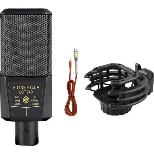 Muslady Large Diaphragm Cardioid Condenser Microphone Unidirectional Mic with Shock Mount Cable for Gaming Podcasting Recording
