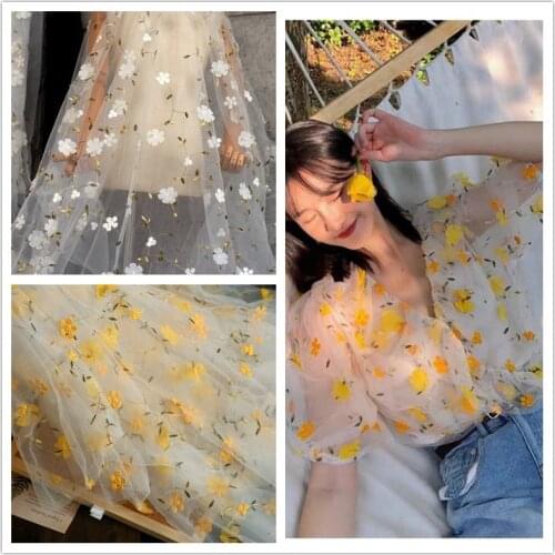 Beautifical 3D Flowers Net Lace Latest Nigerian Lace Styles French Party Embroidery DIY Skirt Baby Clothing Decoration Fabrics